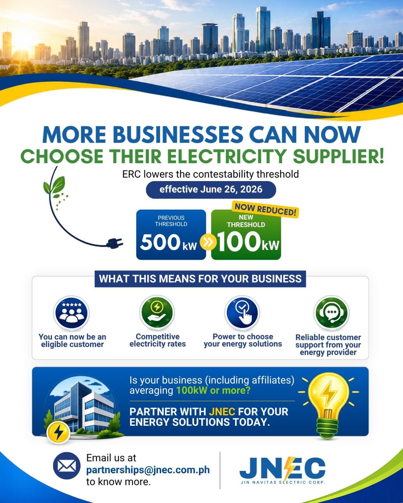 JNEC electricity solutions campaign for eligible businesses